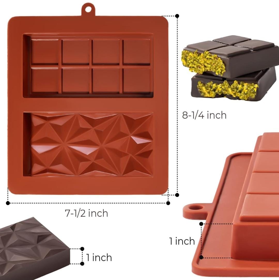 Bakewareind Kunafa 2 in 1 Design Bar Deep Chocolate Silicone Mould - Preorder Dispatch After 25th Feb - Bakeware India