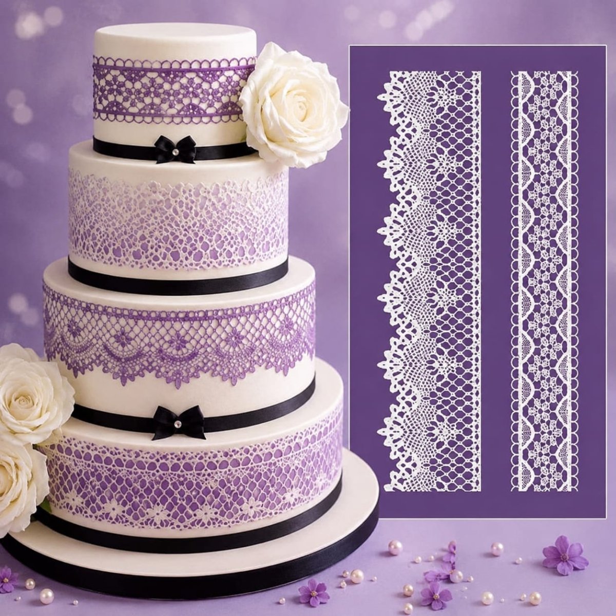 Bakewareind Lace Border Mesh Cake Decorating Stencil - Bakeware India