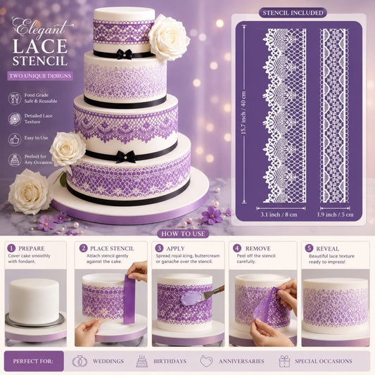 Bakewareind Lace Border Mesh Cake Decorating Stencil - Bakeware India