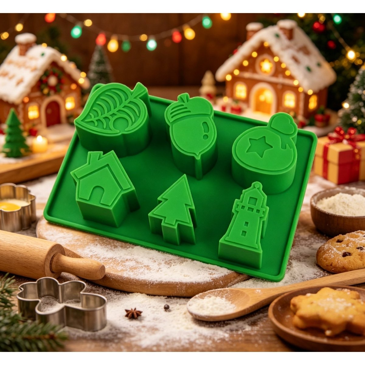 Bakewareind Leaf House Lighthouse Chocolate Clay Soap Cake Silicone Mould ,6cavity - Bakeware India