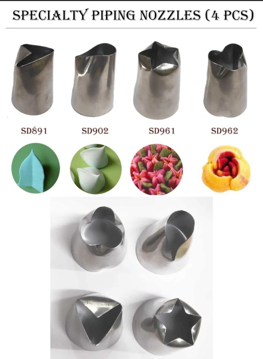 Bakewareind Leaf Petal Icing piping nozzle 4pcs set - Bakeware India