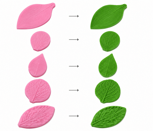 Bakewareind Leaf Veiner Silicone Mould Assorted , 5 Designs - Bakeware India