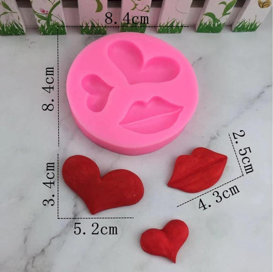 Bakewareind Lips Heart Fondant Silicone Mould - Bakeware India