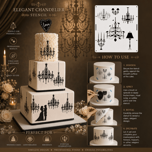 Bakewareind Luxury Chandelier Wedding Cake Stencil - Bakeware India