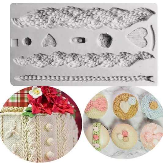 Bakewareind Macrame Wool Knit Sweater Fondant Silicone Mould - Bakeware India