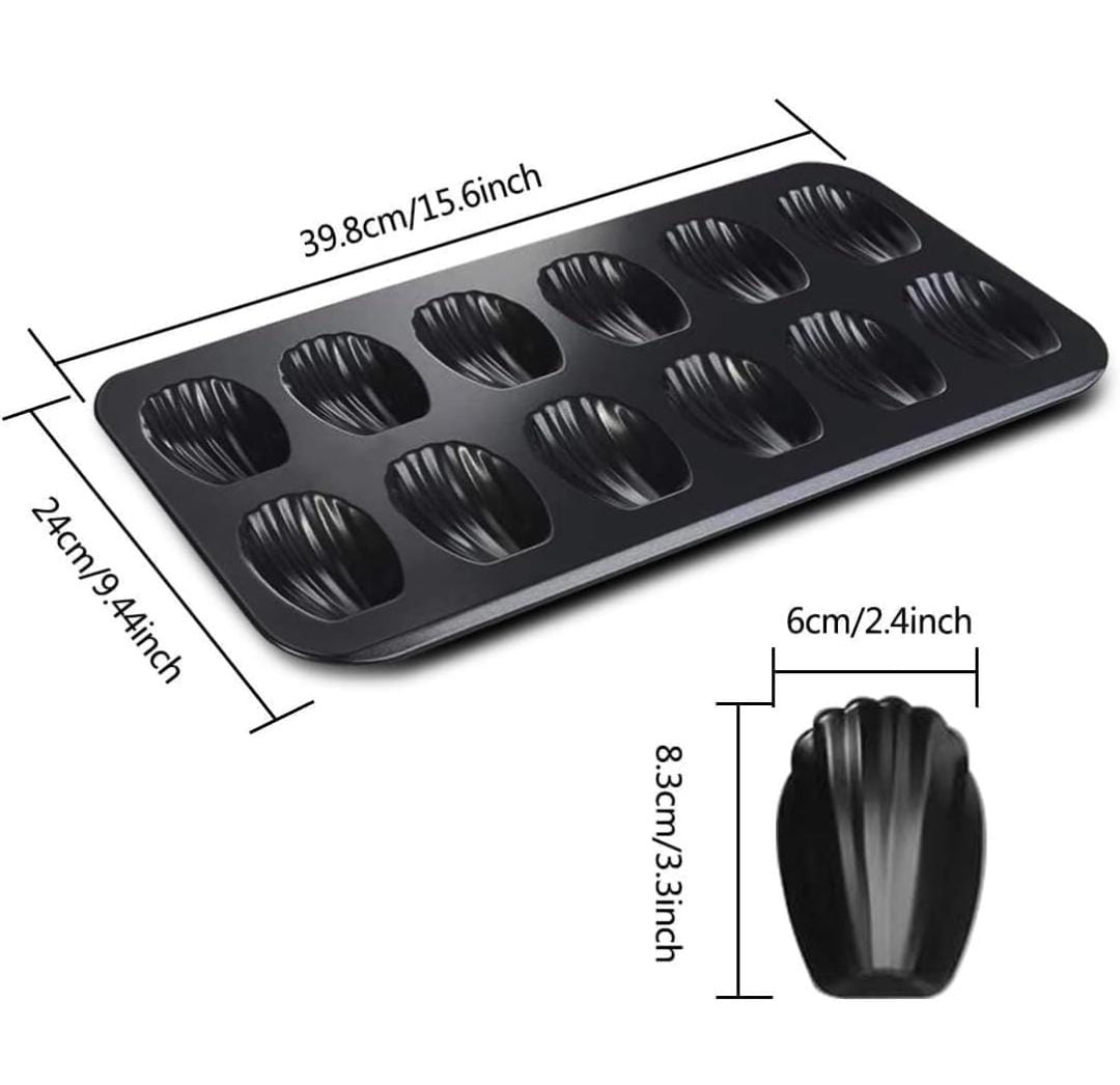 Bakewareind Madeline Shape Cookies Tray Cake Pan, 12 Cavity - Bakeware India