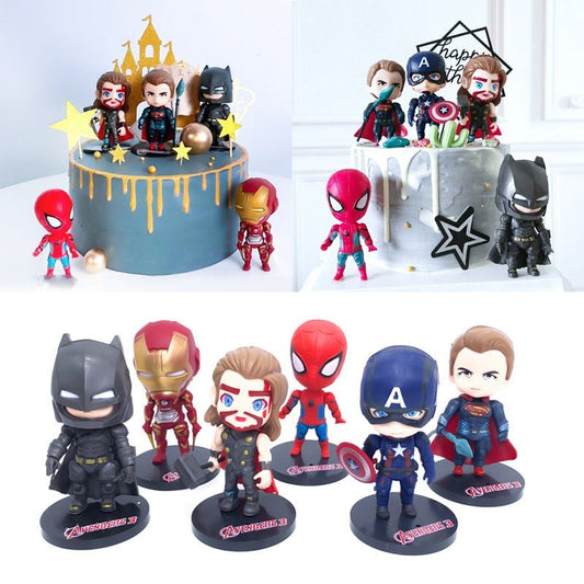 Bakewareind Marvel Avengers Batman, Spiderman & Iron Man Toy Cake Topper Set, 7pcs - Bakeware India