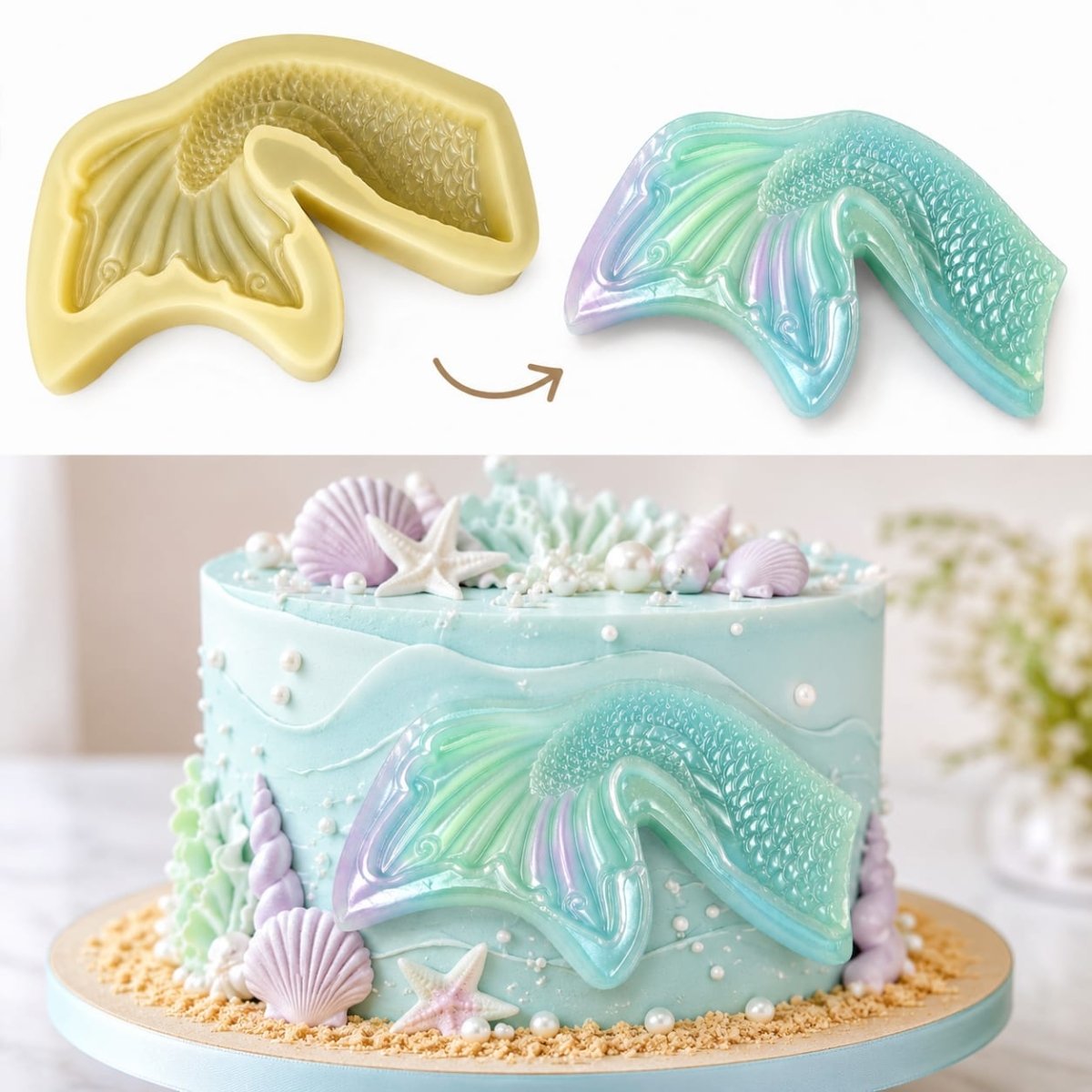 Bakewareind Mermaid Curvy Fish Tail Silicone Mould - Bakeware India