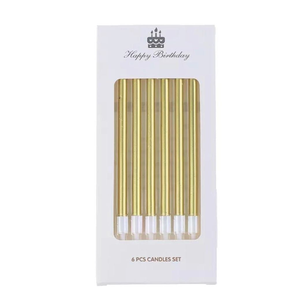 Bakewareind Metallic Golden plated Cake Candles 6pc - Bakeware India