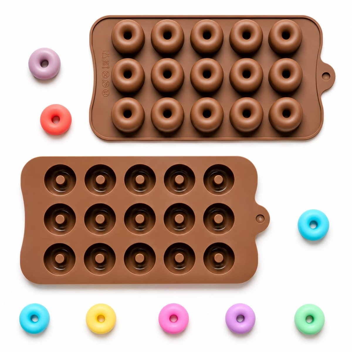 Bakewareind Mini Donut Silicone Chococlate Mould, 15 Cavity - Bakeware India