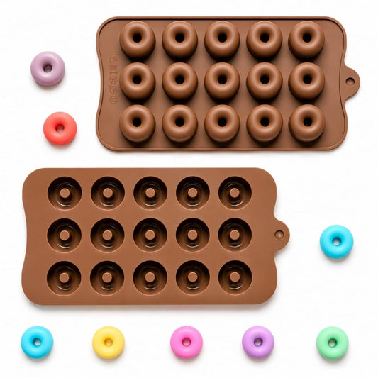 Bakewareind Mini Donut Silicone Chococlate Mould, 15 Cavity - Bakeware India