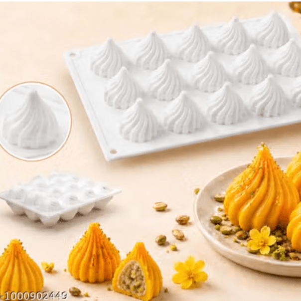 Bakewareind Modak Mousse Entremet Cake Silicone Mould , 15 cavity - Bakeware India