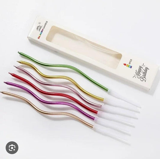 Bakewareind Multicolor Spiral Cake candles 6pc - Bakeware India