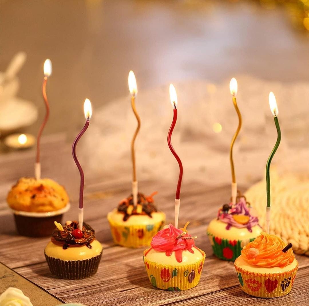 Bakewareind Multicolor Spiral Cake candles 6pc - Bakeware India