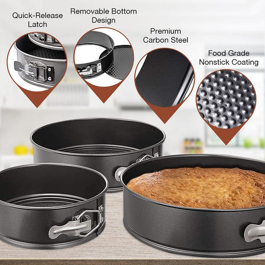Bakewareind Non-Stick Springform Cake Pan, 3pcs Set - Bakeware India