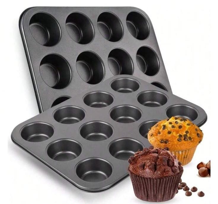 Bakewareind Nonstick Muffin Tray Pan for cupcakes, 12 Cavity - Bakeware India