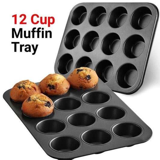 Bakewareind Nonstick Muffin Tray Pan for cupcakes, 12 Cavity - Bakeware India