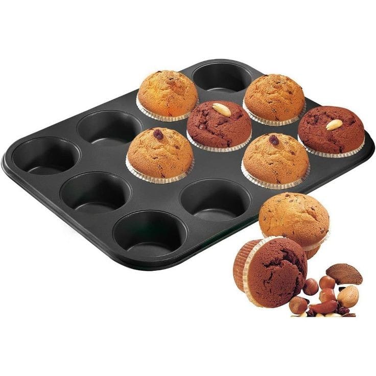 Bakewareind Nonstick Muffin Tray Pan for cupcakes, 12 Cavity - Bakeware India