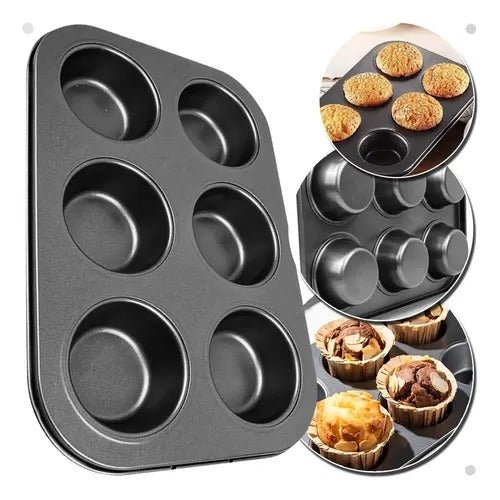 Bakewareind Nonstick Muffin Tray Pan for Cupcakes, 6 Cavity - Bakeware India