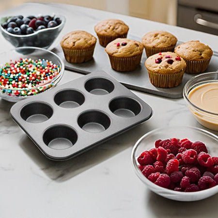 Bakewareind Nonstick Muffin Tray Pan for Cupcakes, 6 Cavity - Bakeware India