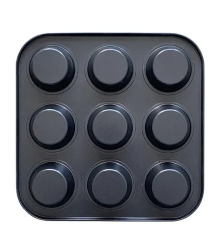 Bakewareind Nonstick Muffin Tray Pan for cupcakes, 9 Cavity - Bakeware India