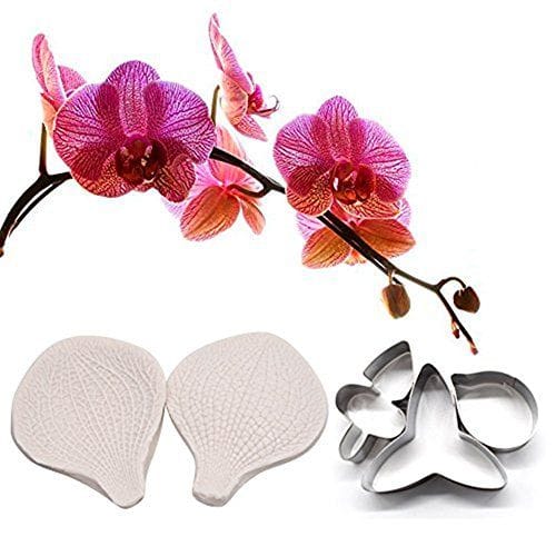 Bakewareind Orchid Petal Flower Veiner Silicone Mould & Stainless Cutter, {Select Design} - Bakeware India