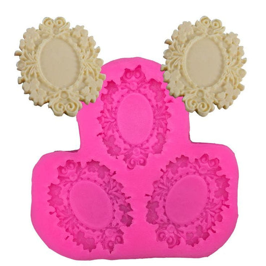 Bakewareind Oval Frame Trio Mould,3cavity - Bakeware India