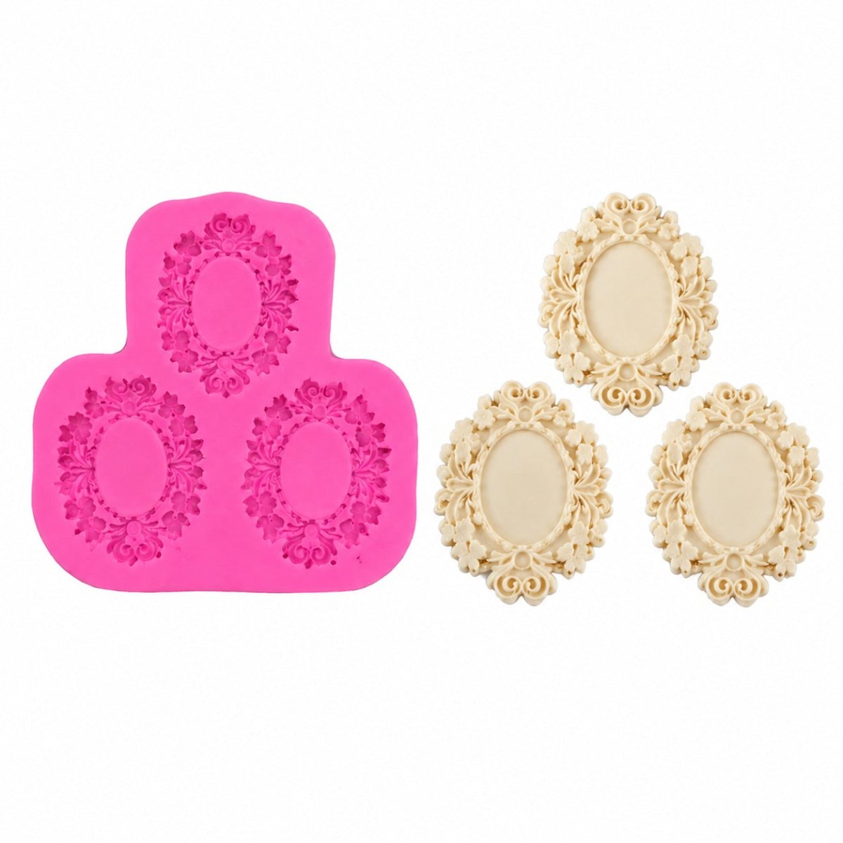 Bakewareind Oval Frame Trio Mould,3cavity - Bakeware India