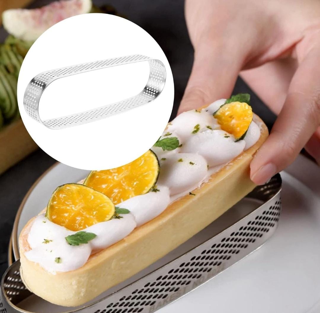 Bakewareind Oval Perforated Tart Rings 6pcs - Bakeware India