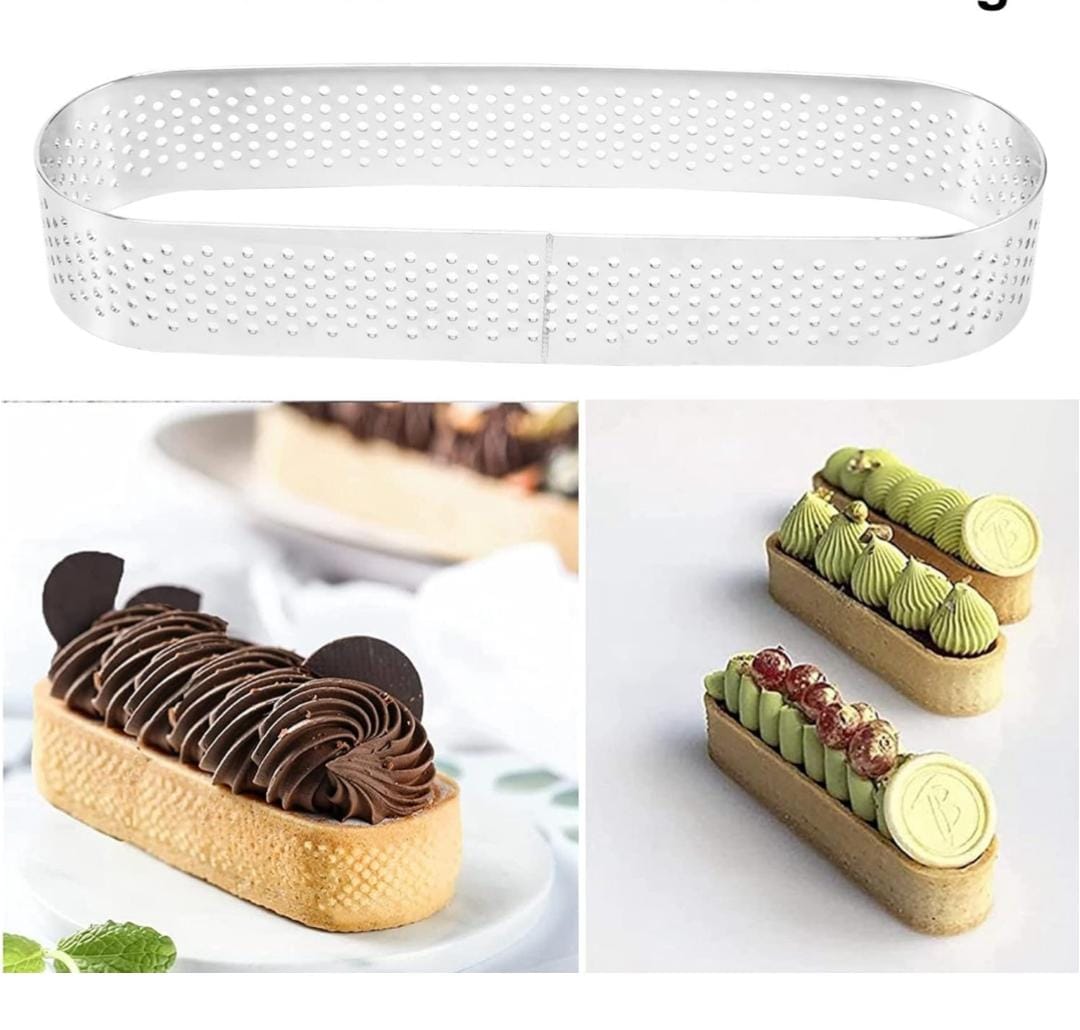 Bakewareind Oval Perforated Tart Rings 6pcs - Bakeware India