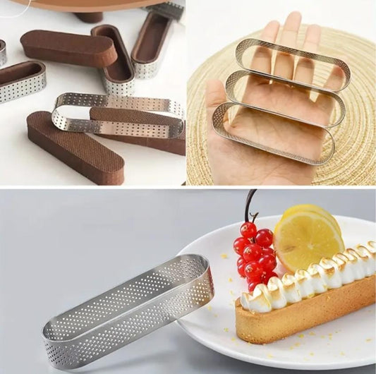Bakewareind Oval Perforated Tart Rings 6pcs - Bakeware India