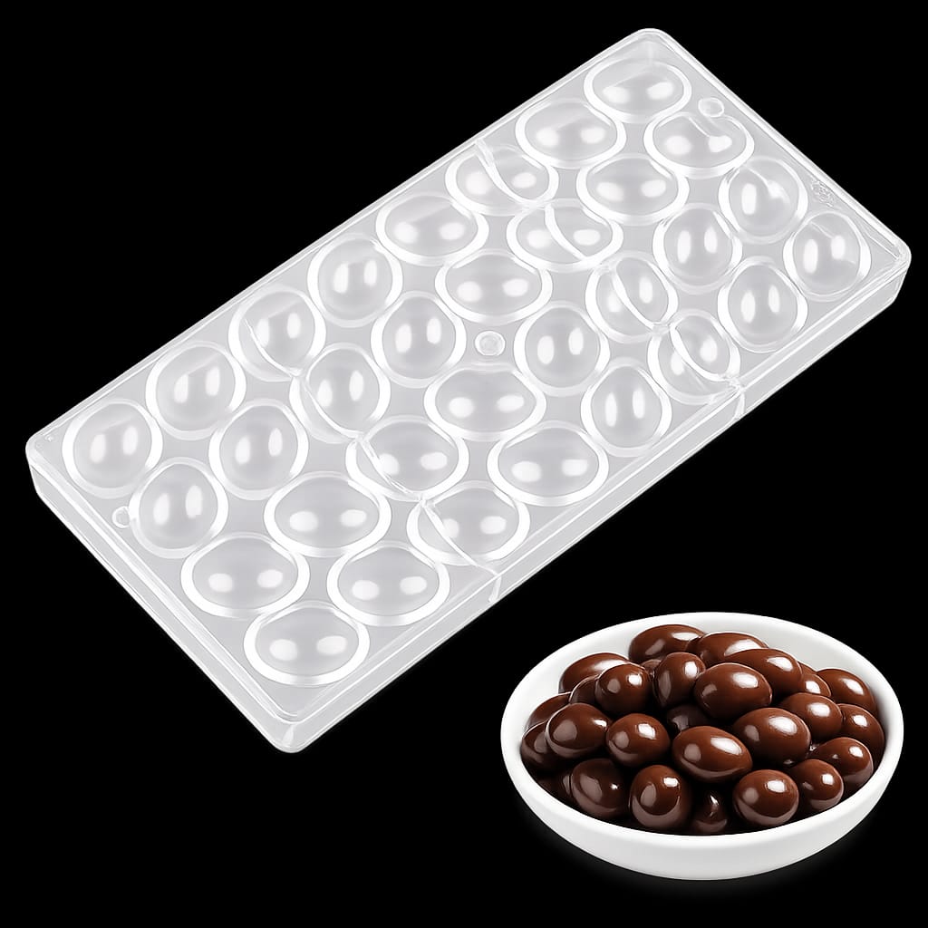 Bakewareind Oval Polycarbonate Chocolate Mould, 32 cavity - Bakeware India