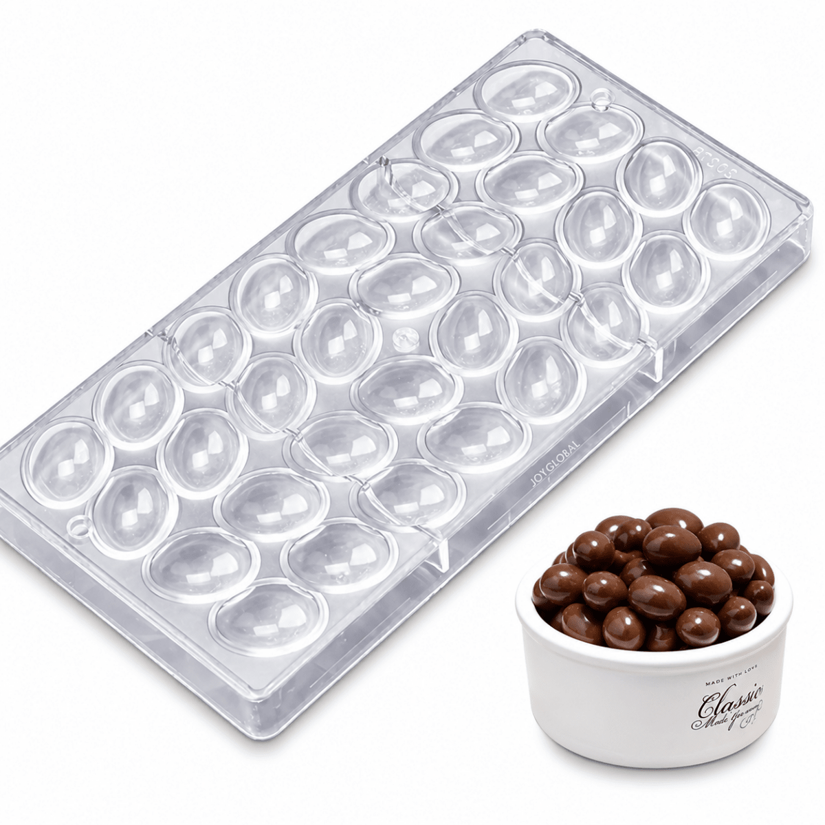 Bakewareind Oval Polycarbonate Chocolate Mould, 32 cavity - Bakeware India