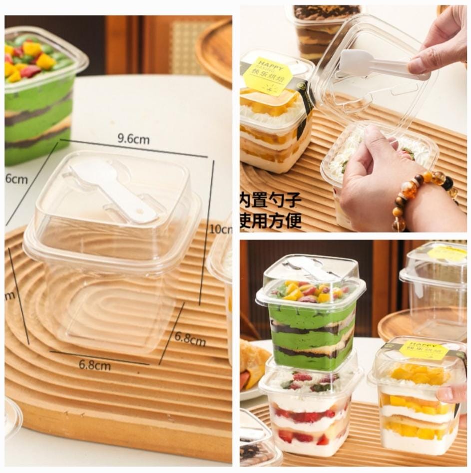 Bakewareind Pastry, mousse & pudding box with spoon, 10pcs - Bakeware India