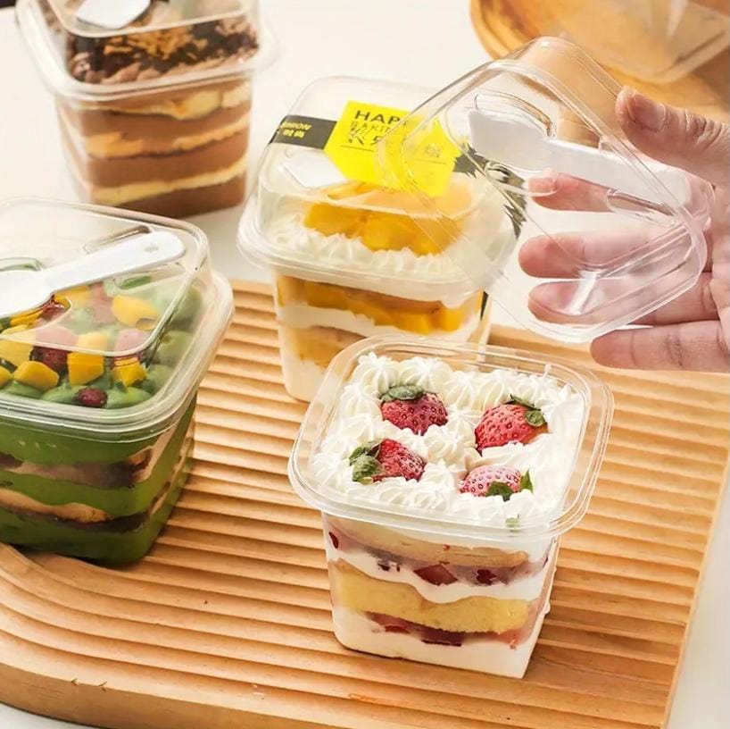 Bakewareind Pastry, mousse & pudding box with spoon, 10pcs - Bakeware India