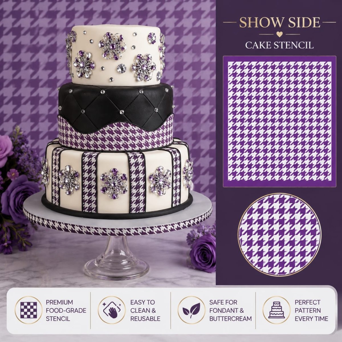 Bakewareind Pattern Mesh Cake Decorating Stencil - Bakeware India