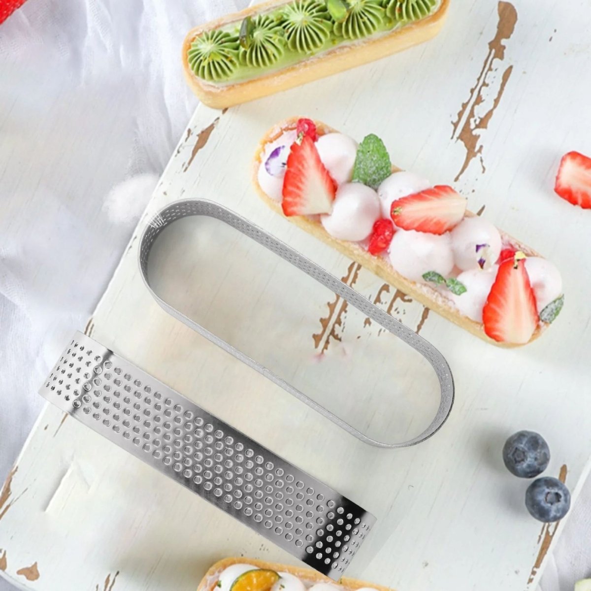 Bakewareind Perforated Oval Tart Ring, 8inch - Bakeware India