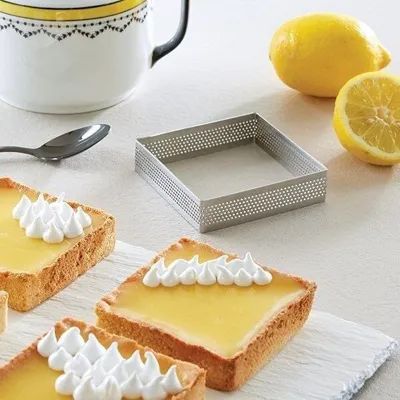 Bakewareind Perforated Square Tart Ring, 8inch - Bakeware India