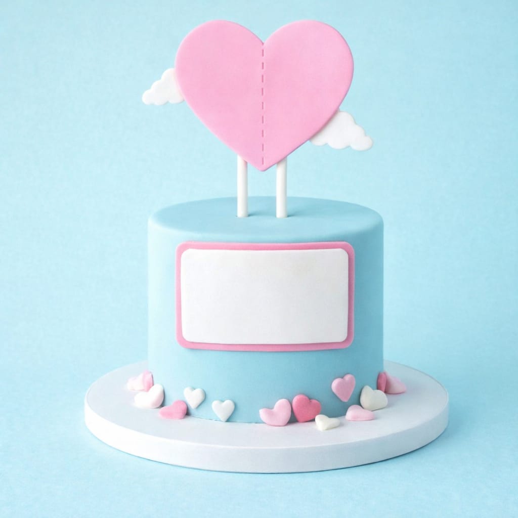 Bakewareind Personalized Message Heart Cake Topper - Bakeware India