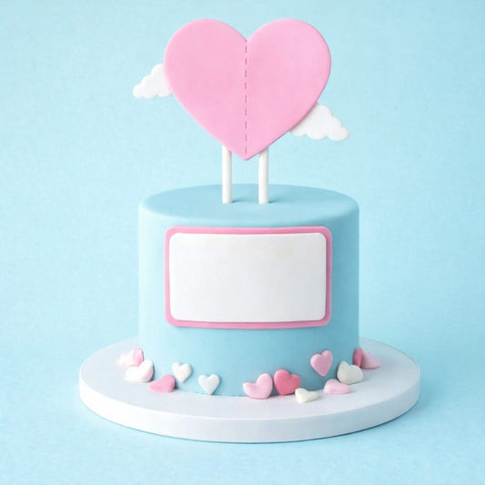 Bakewareind Personalized Message Heart Cake Topper - Bakeware India