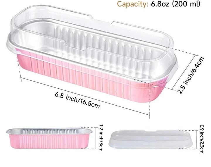 Bakewareind Pink Boat Baking Mousse Cake Cups Foil Containers with Lid ,25 BOXES - Bakeware India