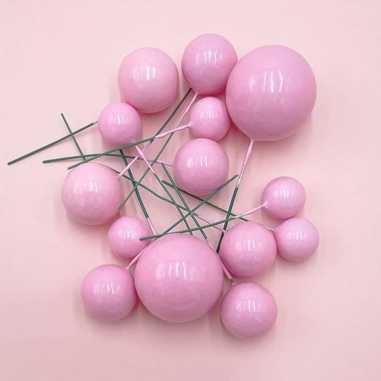 Bakewareind Pink Faux Ball Topper Cake Decorating,20pcs - Bakeware India