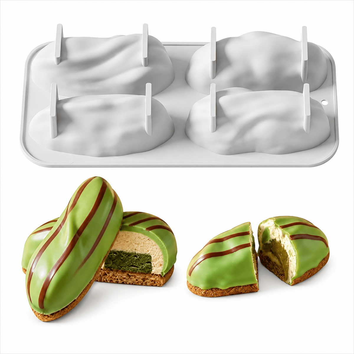 Bakewareind Pistachio Mousse Fruit Silicone Chocolate Mould, 4 Cavity - Bakeware India