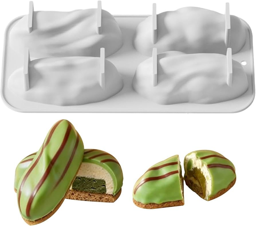 Bakewareind Pistachio Mousse Silicone Chocolate Mould, 4 Cavity - Bakeware India