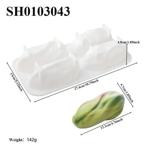 Bakewareind Pistachio Mousse Silicone Chocolate Mould, 4 Cavity - Bakeware India