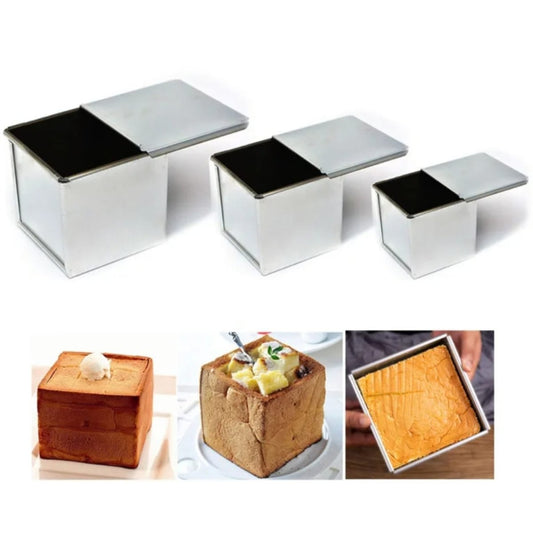 Bakewareind Pullman Loaf Cube Bread Box With Cover Lid{ Select Size } - Bakeware India