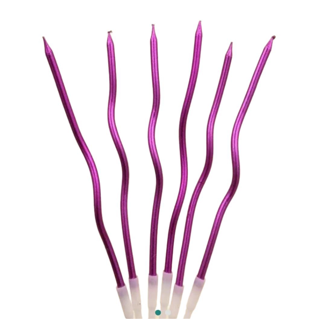 Bakewareind Purple Metallic Spiral Cake candles 6pc - Bakeware India