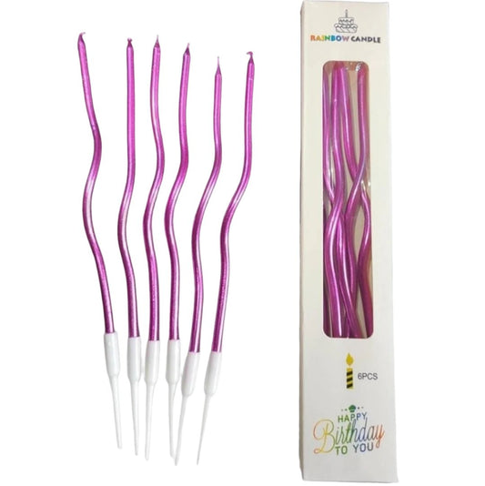 Bakewareind Purple Metallic Spiral Cake candles 6pc - Bakeware India