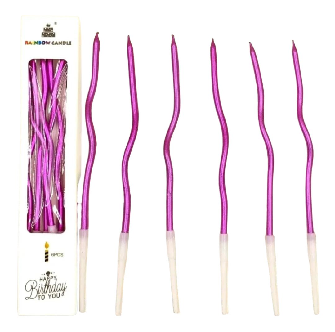 Bakewareind Purple Metallic Spiral Cake candles 6pc - Bakeware India