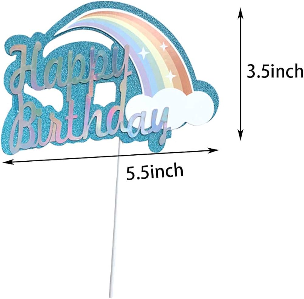 Bakewareind Rainbow Happy Birthday Cake Decoration Cake Topper - Bakeware India